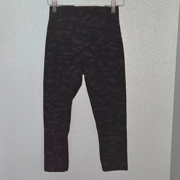Lululemon Align Crop *21" - 4 Sequoia Camo Print Deep Coal Black - Picture 3 of 6